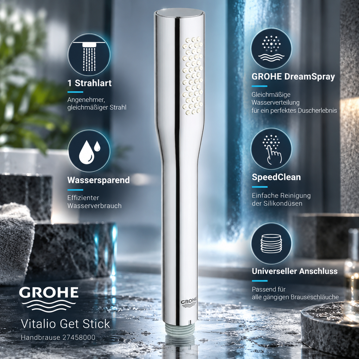GROHE Universal Vitalio Get Stick Handbrause 1 Strahlart (27458000) Neu&OVP – Produktbild 1