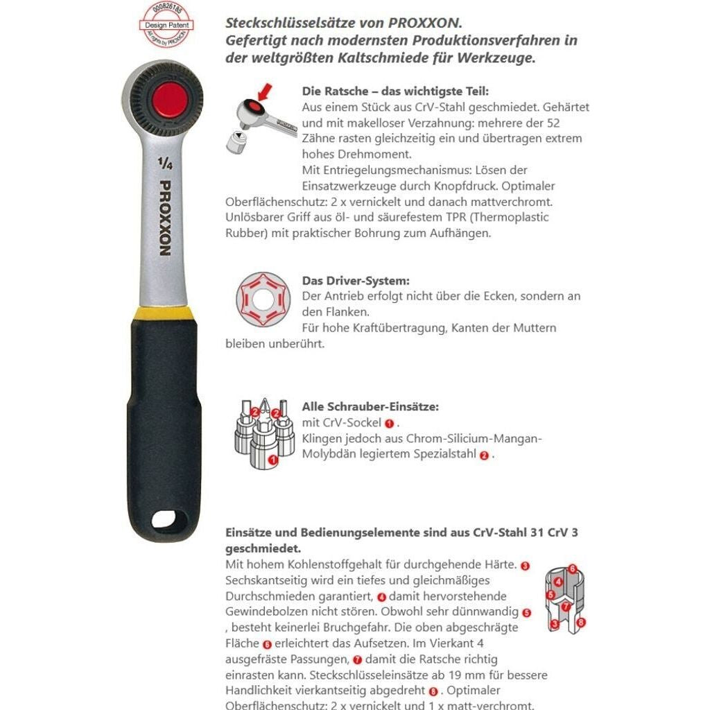 Proxxon Industrial  Steckschlüsselsatz metrisch 1/4" (6.3 mm) 36teilig 23080