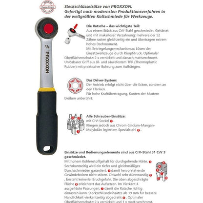 Proxxon Industrial  Steckschlüsselsatz metrisch 1/4" (6.3 mm) 36teilig 23080