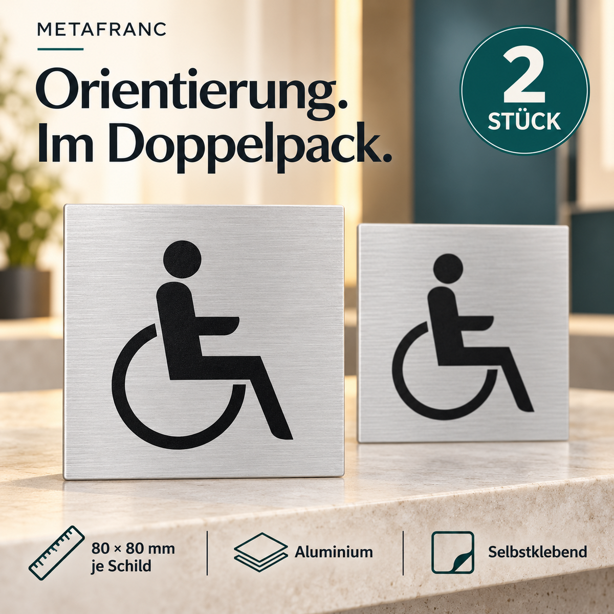 2x Klebeschild "Rollstuhlfahrer" 80x80 mm – Produktabbildung