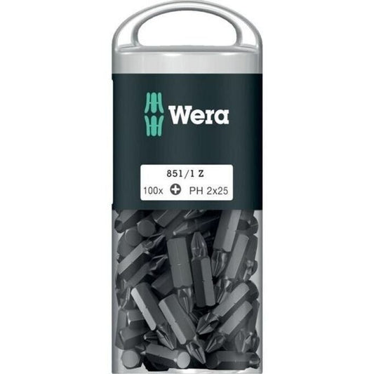 Wera Bit 1/4" Din3126 E6,3 Kreuzschlitz PH2 x 25 mm 100er Pack - 05072441001