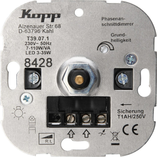 Kopp 842800187 LED-Dimmer Einsatz Druck-Wechselschalter 3–35W Unterputz