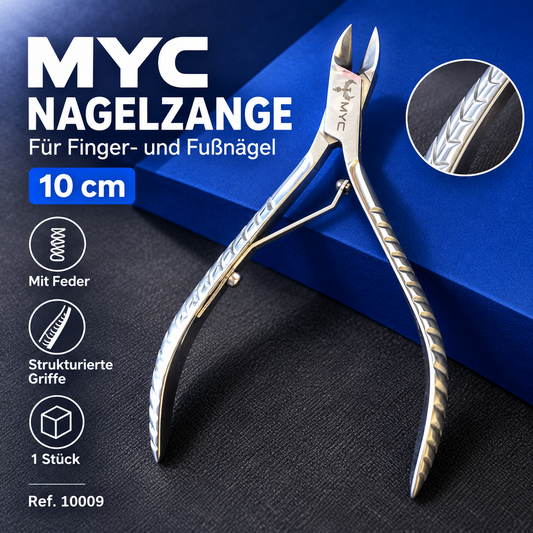 MYC Nagelzange 10 cm Fußnagelzange für Finger- & Fußnägel mit Feder 10009