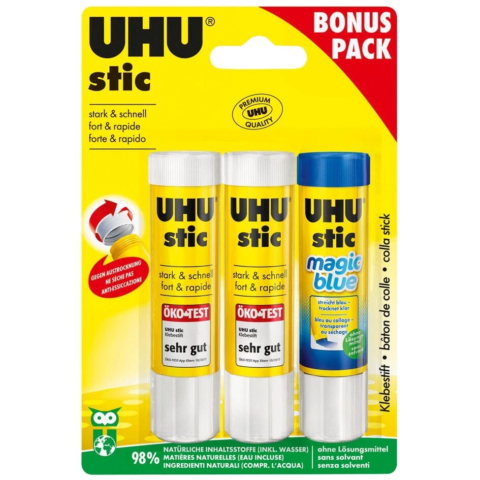 UHU Vorteilspack Klebestift stic Klebestift stic Magic 3 x 21g Versandkostenfrei