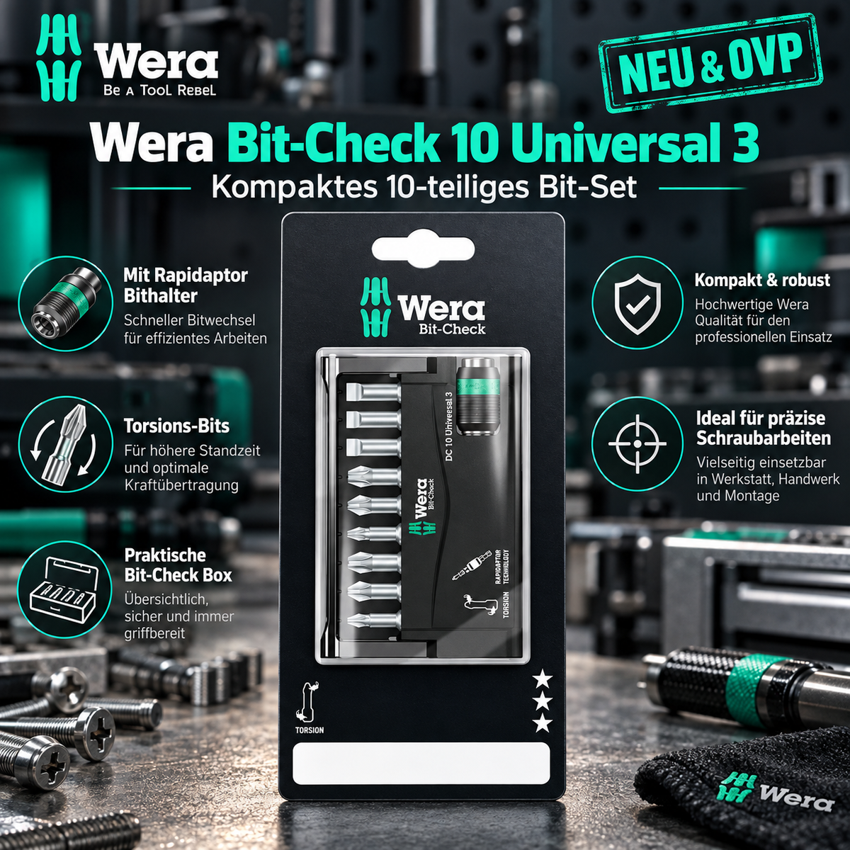 Wera Bit-Check 10 Universale 3 Bit-Set 05073410001 NEU&OVP – Produktbild 1
