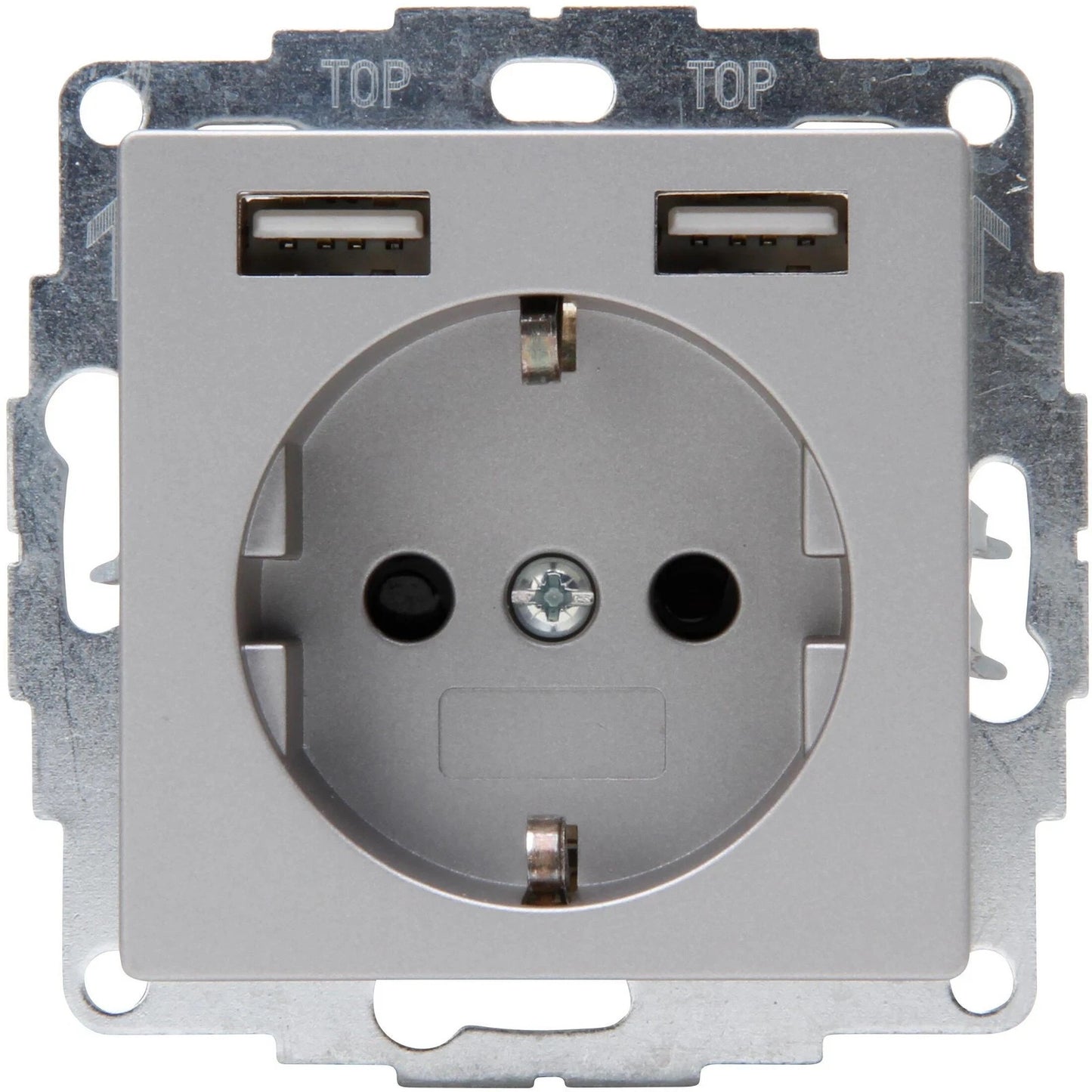 Kopp ATHENIS Steckdose mit 2 USB Ladebuchsen Unterputz Stahl