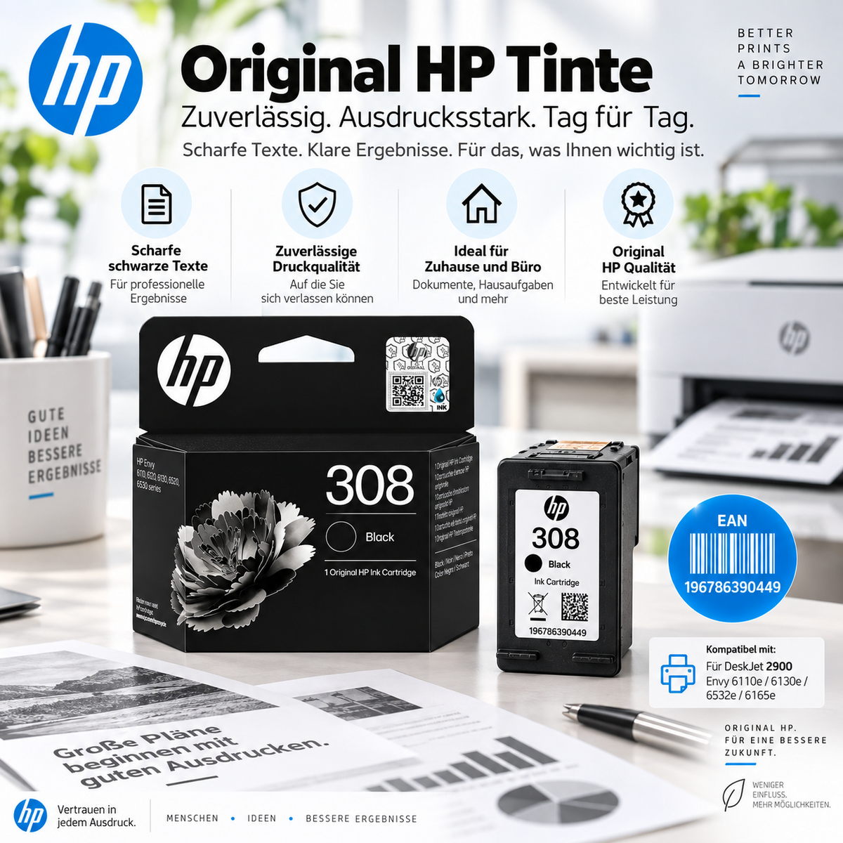 Original HP 308 Schwarz Tintenpatrone