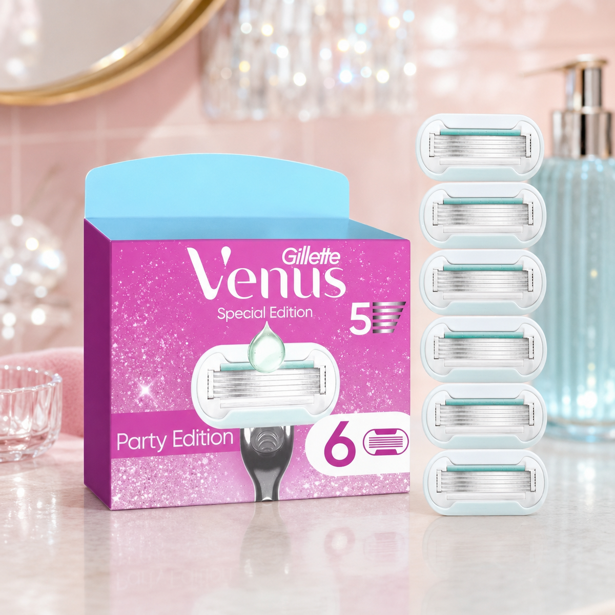 Gillette Venus Party Edition Ersatzklingen – 6er-Pack mit 5 Klingen