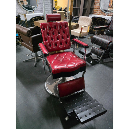 Barberstuhl Friseurstuhl Vintage Rot – Einzelstück AUSSTELLUNGSSTÜCK