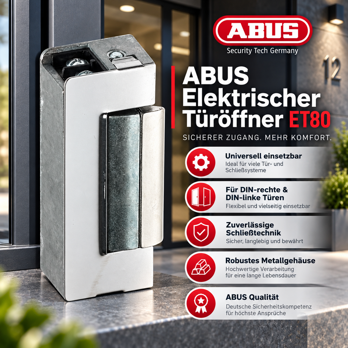 ABUS Elektrischer Türöffner ET80 | Universell einsetzbar