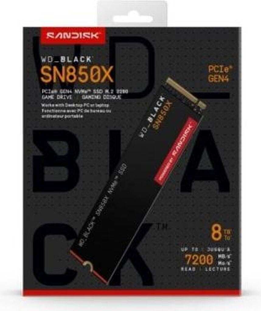 WD_BLACK SN850X NVMe SSD 8 TB M.2 2280 Gaming SSD PCIe 4.0 Powered by SANDISK