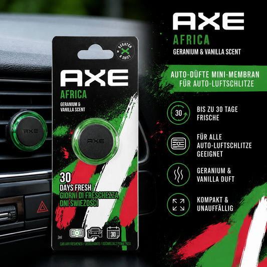 AUTO-DÜFTE MINI-MEMBRAN FÜR AUTO-LUFTSCHLITZE 3ML AXE AFRICA