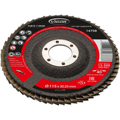 VIGOR Fächerscheiben 115mm K40 V6810-115K40 10er Satz