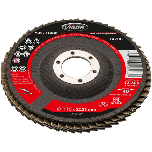 VIGOR Fächerscheiben 115mm K40 V6810-115K40 10er Satz