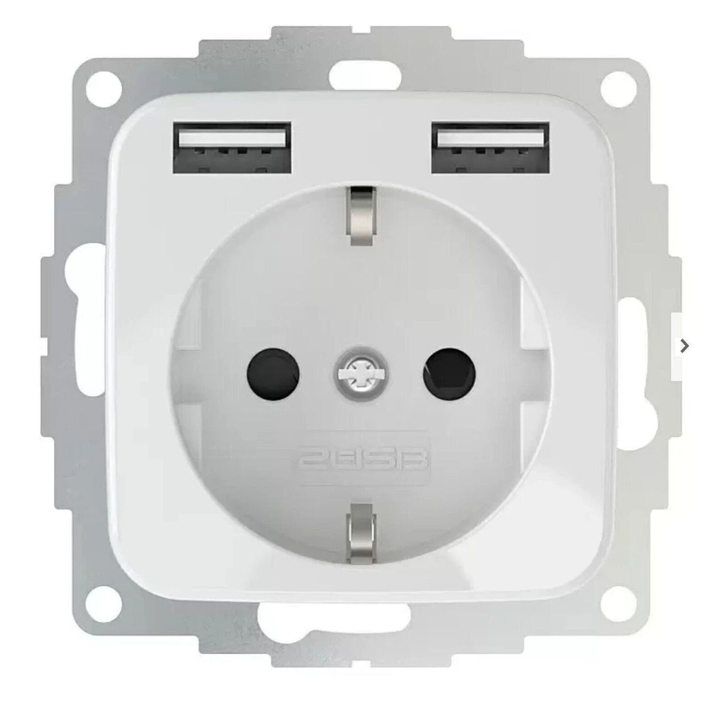 USB-Steckdose 1-fach Reinweiß Kunststoff 2 USB-Anschlüsse Neu
