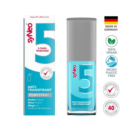 syNeo 5 Antitranspirant Pumpspray für Damen und Herren starkem Schwitzen (30ml)