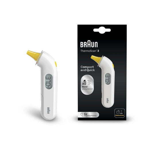 Braun ThermoScan 3 Ohrthermometer | Schnelle 1-Sekunden-Messung | Akustische Fie