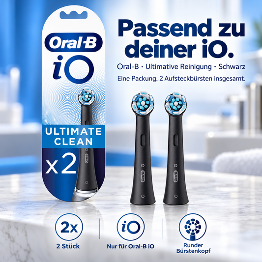 Oral-B iO Ultimative Reinigung, Original Aufsteckbürsten, Schwarz, 2er Pack