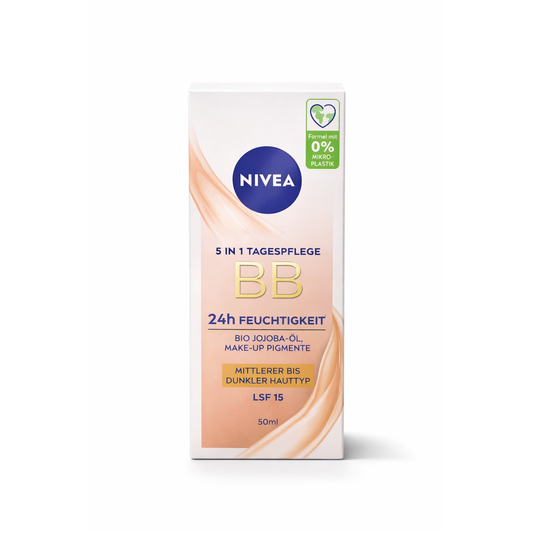 NIVEA BB MITTEL BIS DUNKEL 5IN1 24h FEUCHTIGKEIT LSF 15 Gesichtscreme 50 ml
