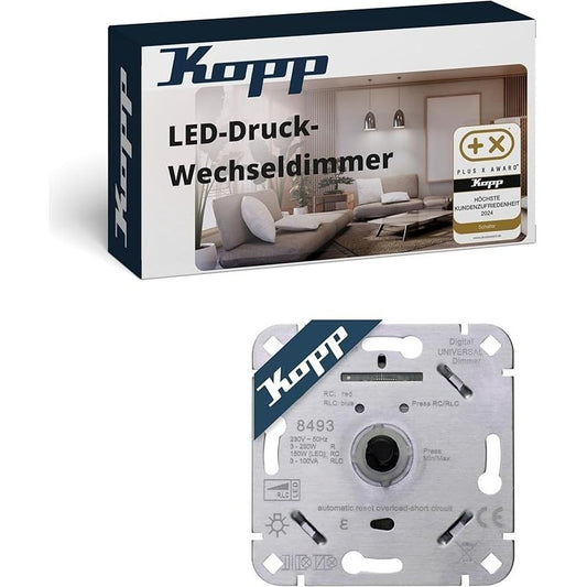 Kopp Digitaler LED-Druck-Wechseldimmer RLC 250W – Universal LED Dimmer