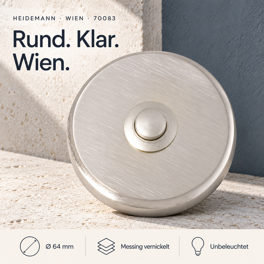 Heidemann Klingeltaster "Wien" mit Namensschild, Messing-vernickelt 70083 – Produktabbildung