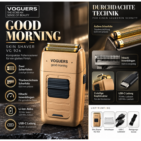 Haarschneider Voguers Good Morning VG 925 Professioneller Elektrorasierer, Gold – Produktabbildung