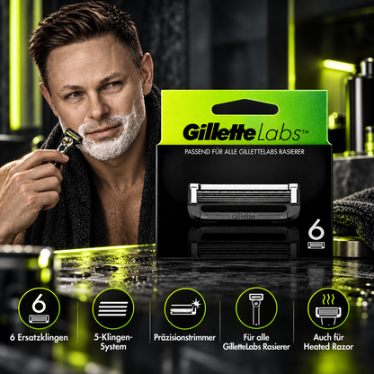 1 x Gillette Labs Systemklingen 6er AM, Rasierklingen