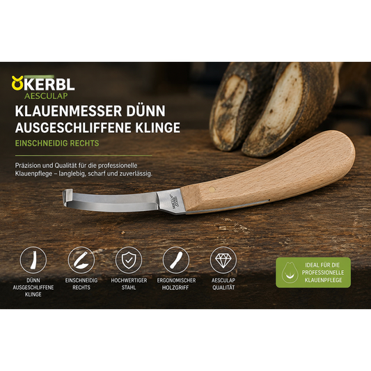 Kerbl Aesculap  Klauenmesser dünn ausgeschliffeneKlinge einschneidig rechts