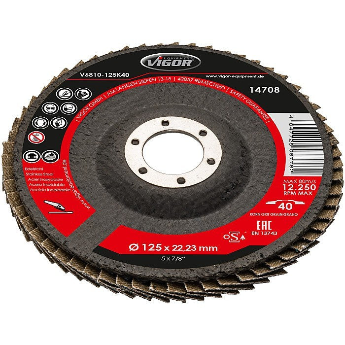 VIGOR Fächerscheiben 125mm K60 V6810-125K60 10er Set