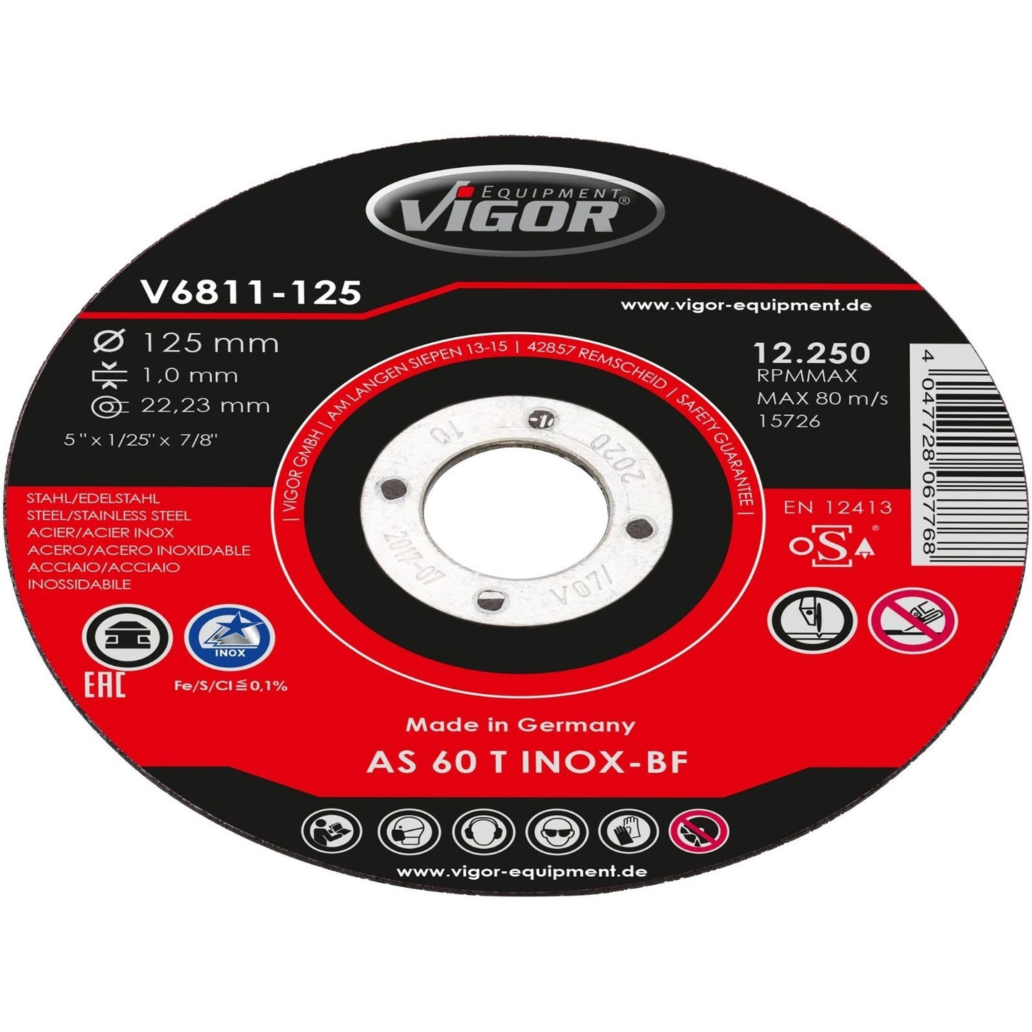 VIGOR Trennscheiben Satz · 115 mm · V6811-125 · Anzahl Werkzeuge: 10