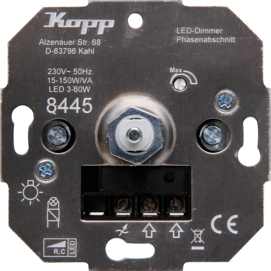 Kopp LED Dimmer Sockel Druck Wechselschalter Drehschalter Drehdimmer 3-50W  8445