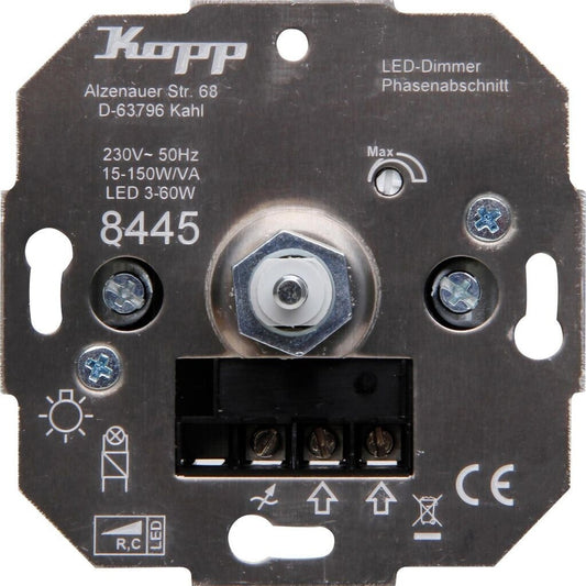 Kopp LED Dimmer Sockel Druck Wechselschalter Drehschalter Drehdimmer 3-50W  8445