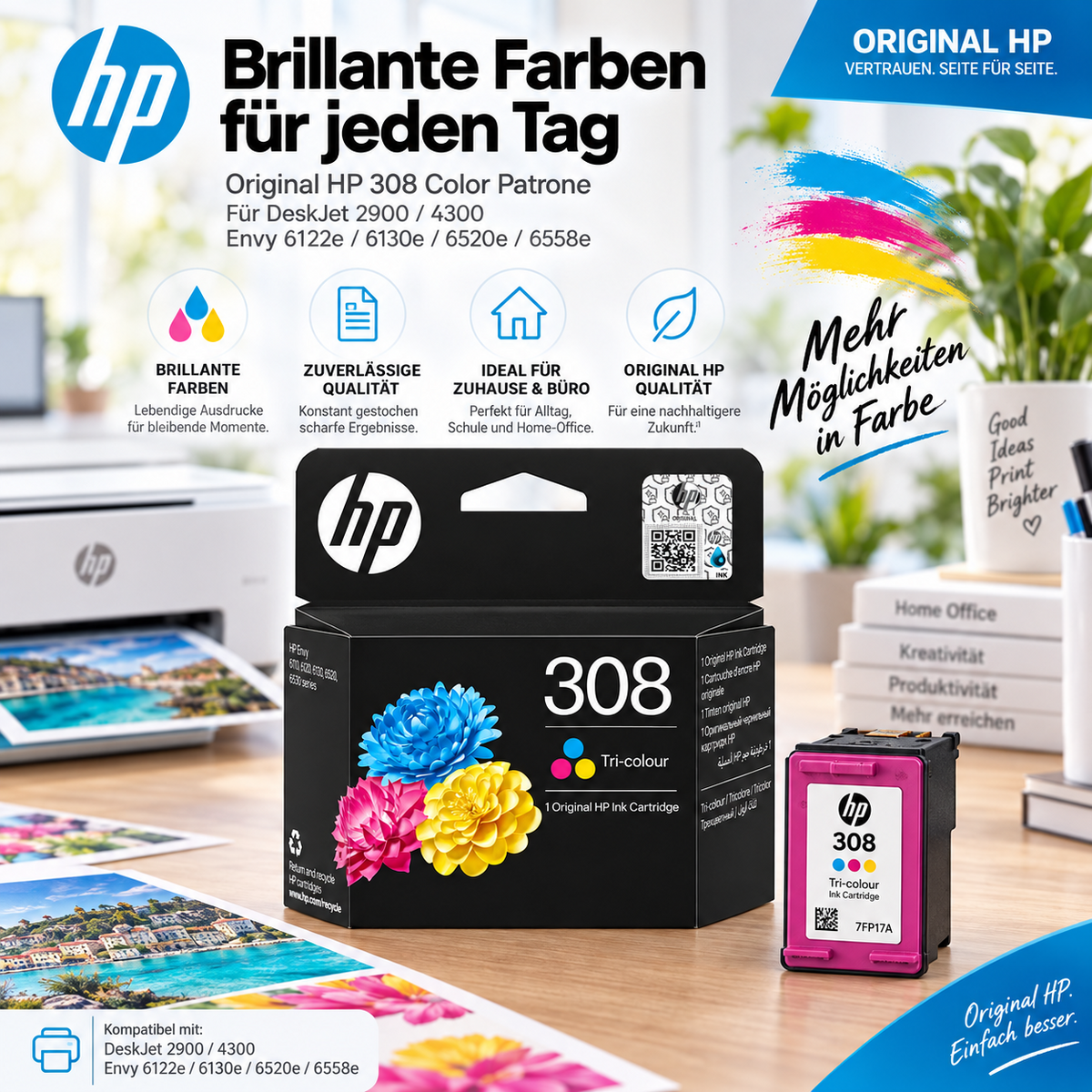 Original HP 308 Color Tintenpatrone – Tri-Colour