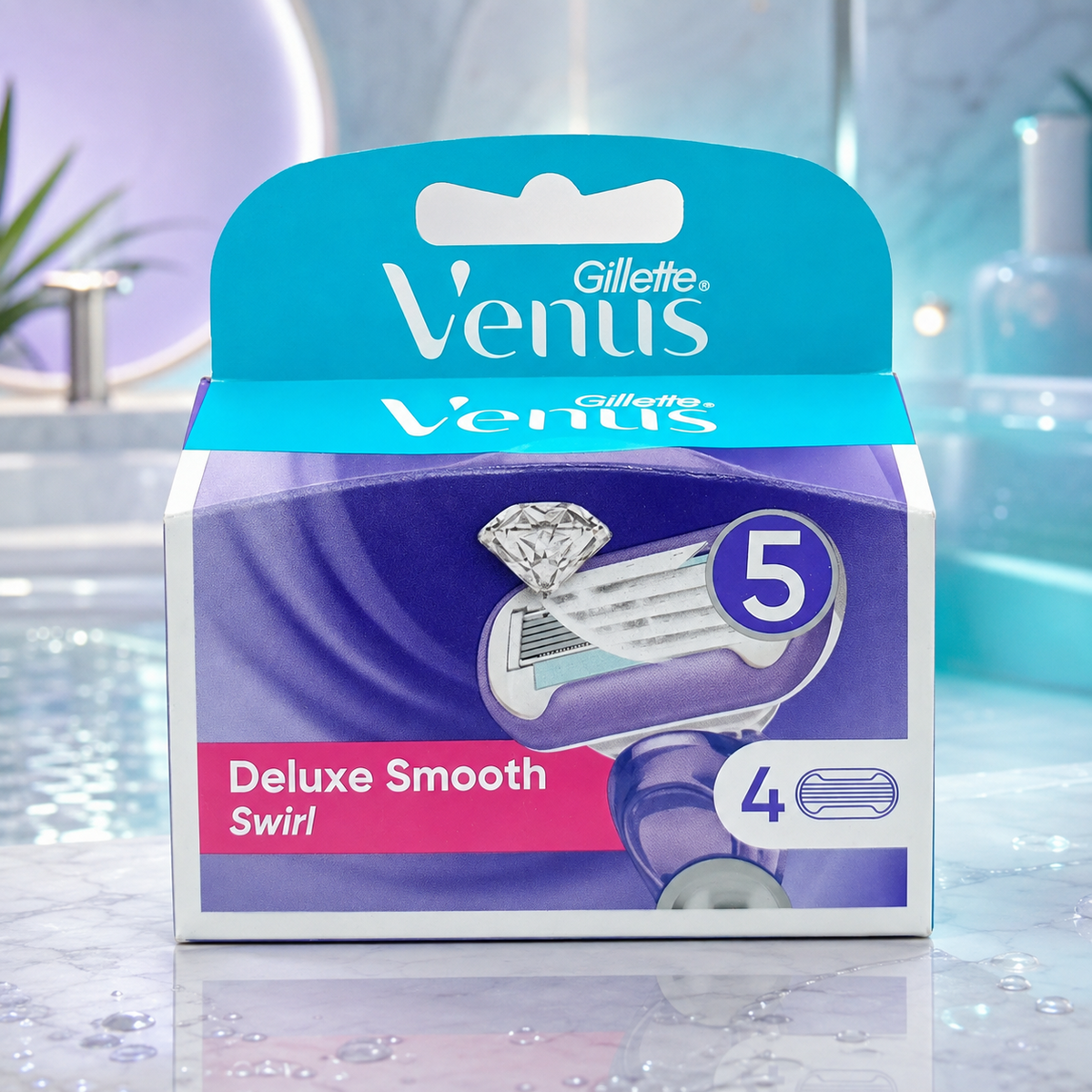 Gillette 4 Stück Venus Deluxe Smooth Swirl Rasierklingen Damen OVP