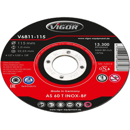 VIGOR Trennscheiben Satz · 115 mm · V6811-115 · Anzahl Werkzeuge: 10