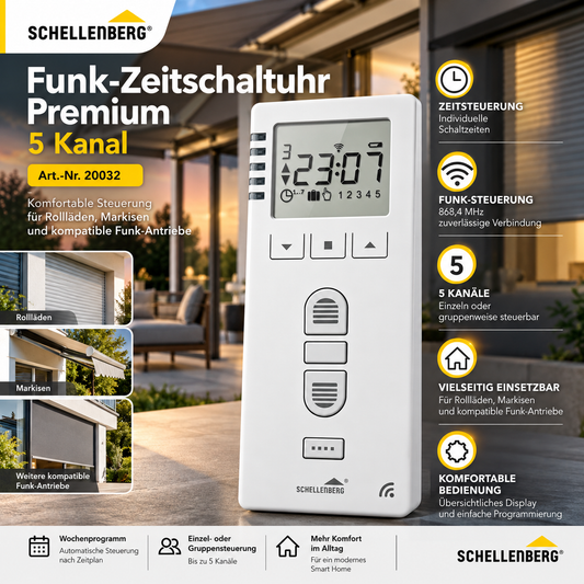 Schellenberg Funk-Zeitschaltuhr Premium 5 Kanal 20032 – Produktbild 1