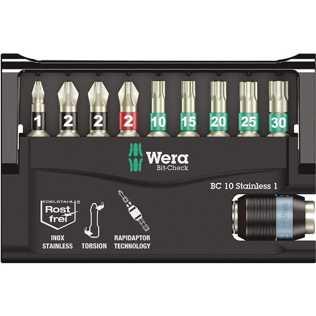 Wera BC 10/9 Bit-Check Edelstahl 073630 Bitset rostfrei 10-tlg