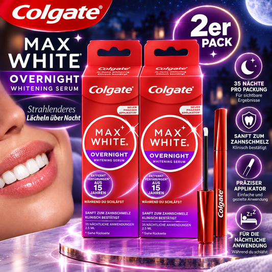 Colgate Max White Overnight Whitening Serum – 2er-Set mit Präzisionsapplikator – Produktbild
