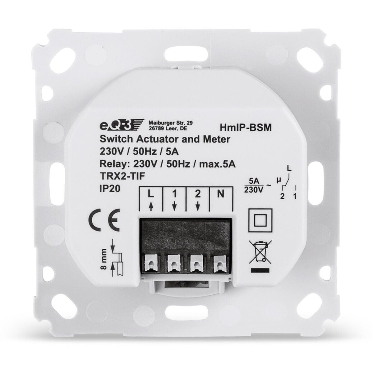 Homematic IP Smart Home Schalt-Mess-Aktor für Markenschalter HmIP-BSM (142720A0)