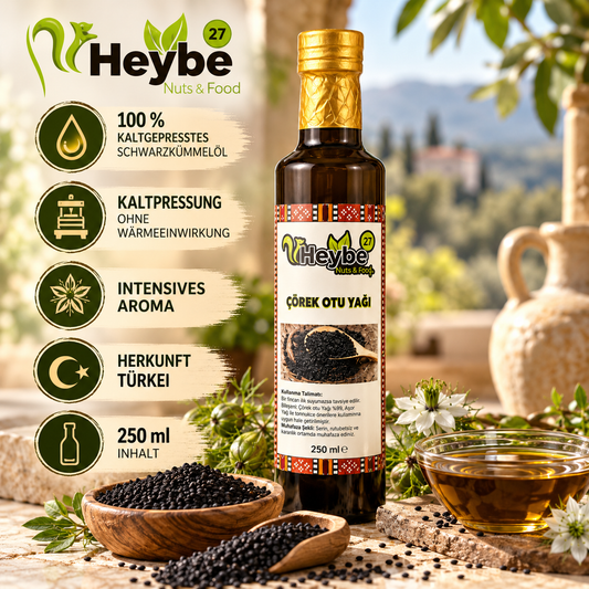 Heybe Bio Schwarzkümmelöl 250 ml – Kaltgepresstes Naturöl – Produktbild 1