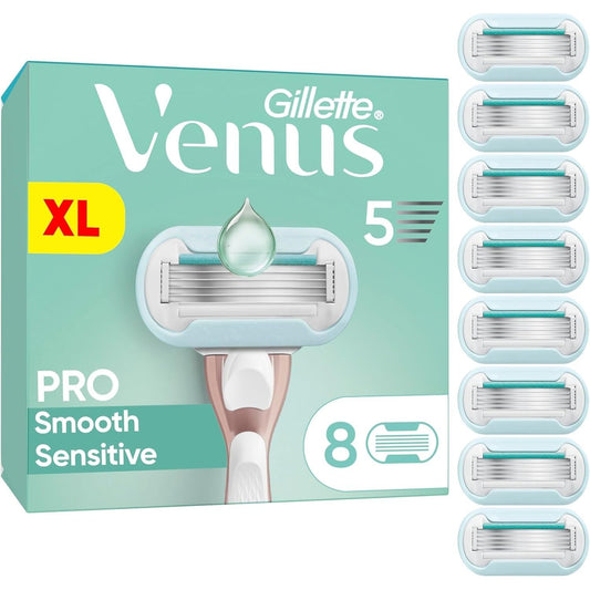 8 Gillette Venus Pro Smooth Sensitive Rasierklingen - 5 Klingen-System