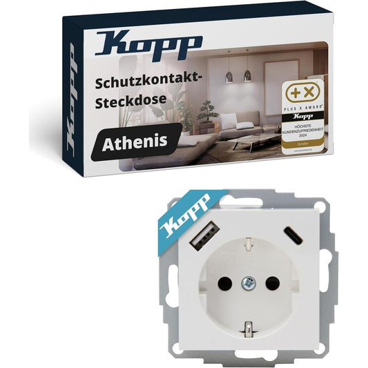 Kopp ATHENIS Steckdose USB A+C Reinweiß – UP 16A IP20