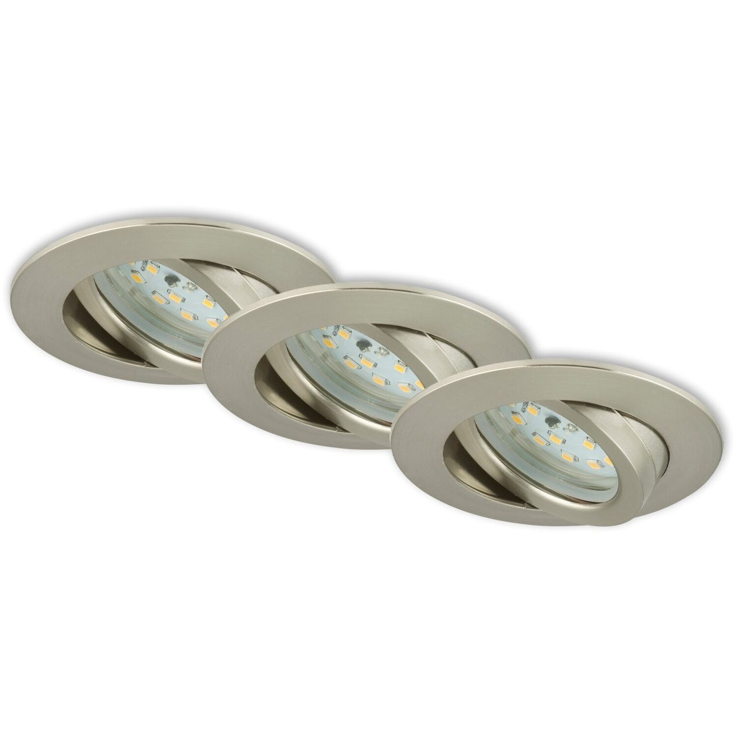 Briloner Einbauleuchte 3er-Set 3-flammig Kunststoff nickel 6,5W 3-Stufen dimmbar