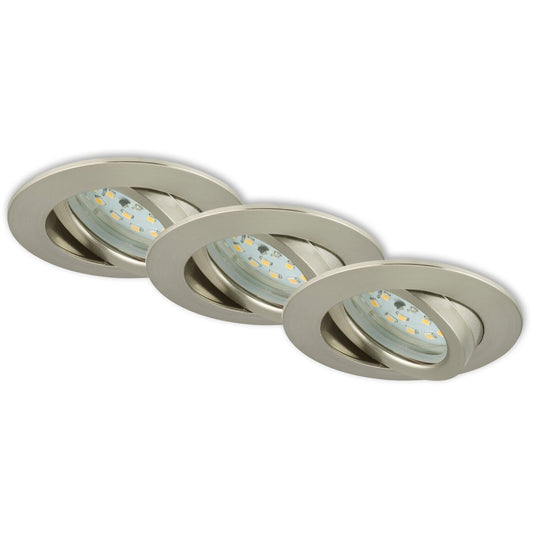 Briloner Einbauleuchte 3er-Set 3-flammig Kunststoff nickel 6,5W 3-Stufen dimmbar
