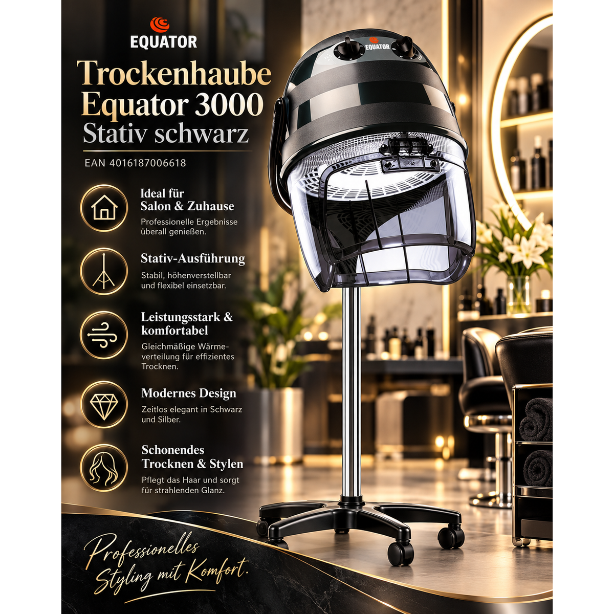 Trockenhaube Equator 3000 Stativ schwarz