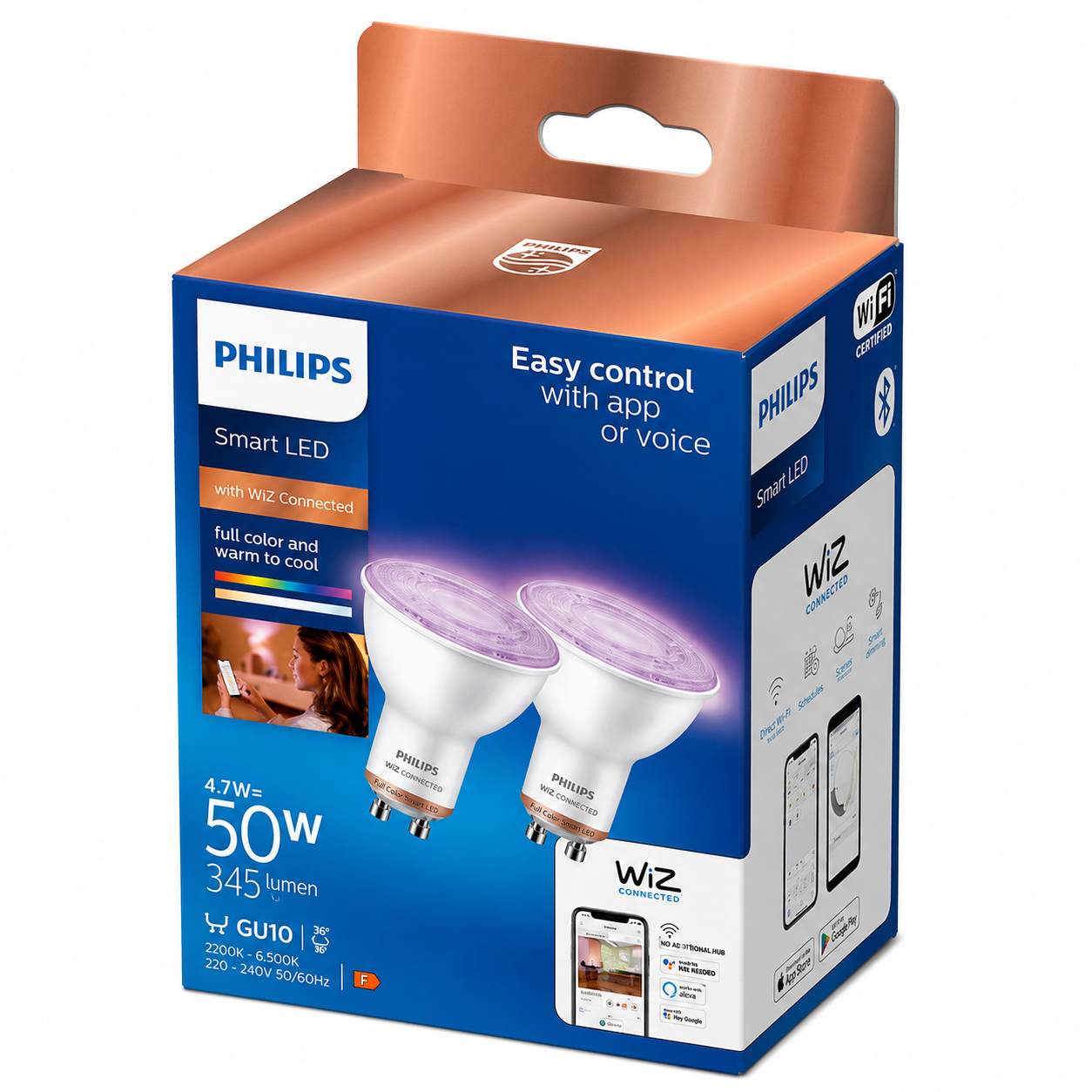 Philips WiZ Smart LED A60 Birne 8W = 60W E27 matt CCT 2700K-6500K Alexa WiFi