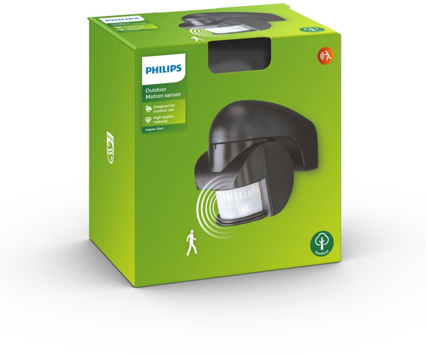 Philips Virginia Outdoor PIR Bewegungsmelder Schwarz – IP44 Außen-Bewegungssenso