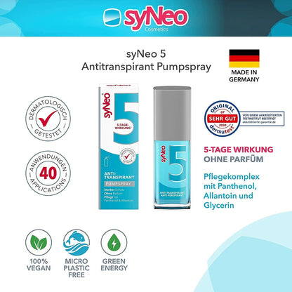 syNeo 5 Antitranspirant Pumpspray für Damen und Herren starkem Schwitzen (30ml)