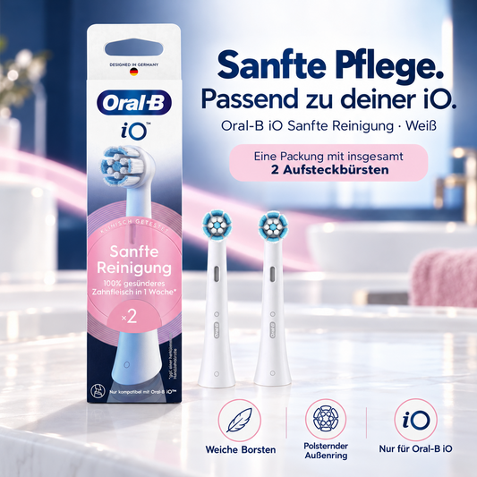 Oral-B iO Sanfte Reinigung, Original Aufsteckbürsten, Weiß, 2er Pack