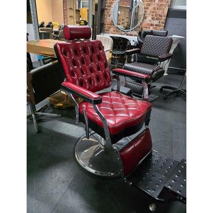 Barberstuhl Friseurstuhl Vintage Rot – Einzelstück AUSSTELLUNGSSTÜCK